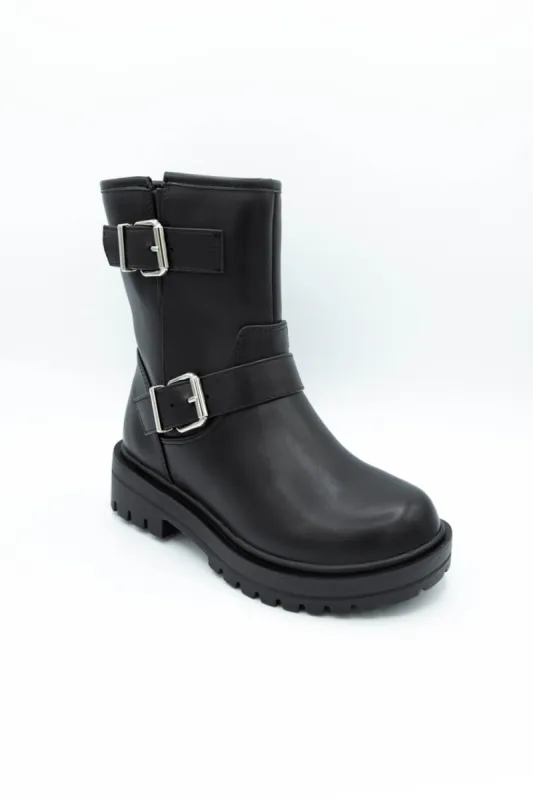 Soda Noel Moto Booties for Women in Black | NOEL-S BLACK sold by Glik’s