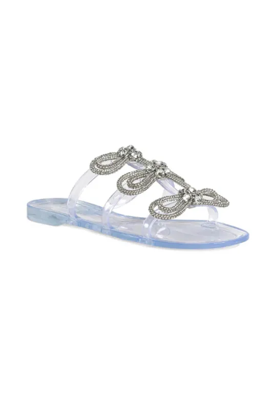 Azalea Wang Sunset Chaser Jelly Slides for Women in Silver | SUNSETCHASER-SILVER sold by Glik’s