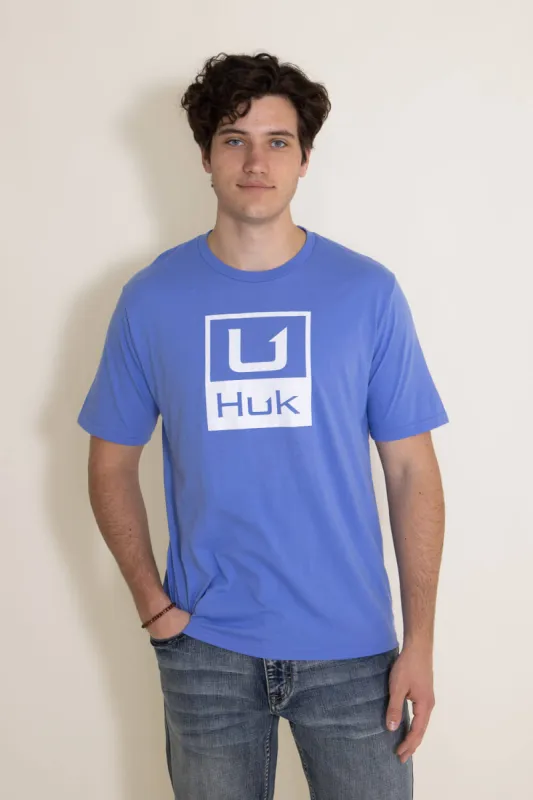 Huk Fishing Huk Stacked Logo T-Shirt for Men in Wedgewood | H1000427-498 sold by Glik’s