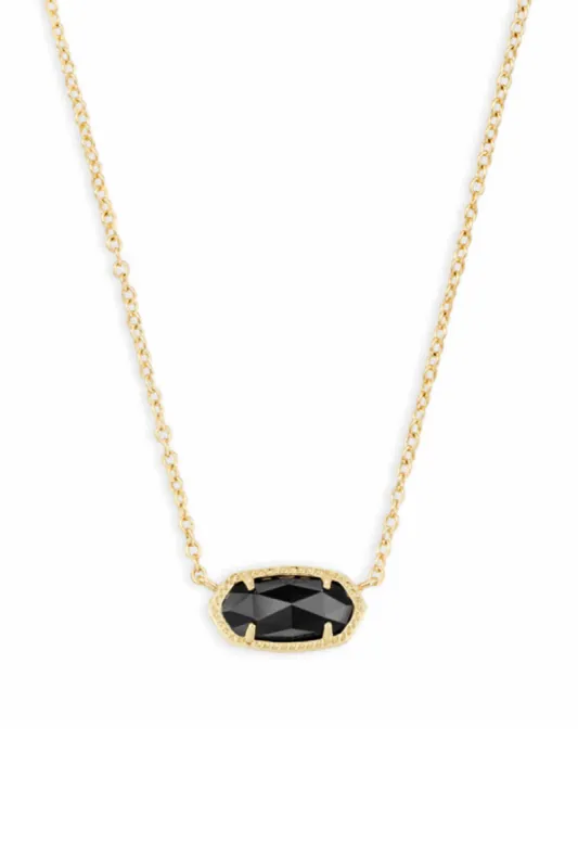 Kendra Scott Elisa Gold Pendant Necklace in Black | 4217711235 sold by Glik’s
