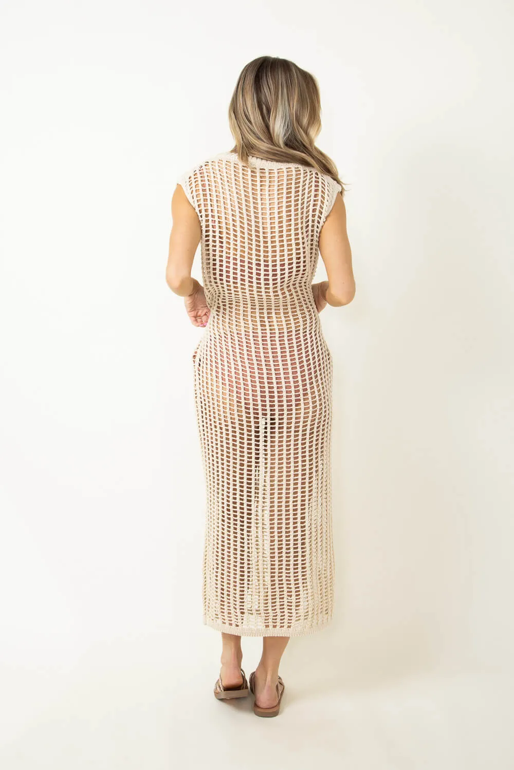 Crochet Dress Cover Up for Women in Natural | MAS2552-NAT sold by Glik’s product image thumbnail 3