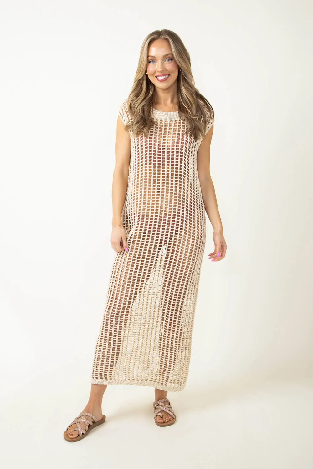 Crochet Dress Cover Up for Women in Natural | MAS2552-NAT sold by Glik’s product image thumbnail 2