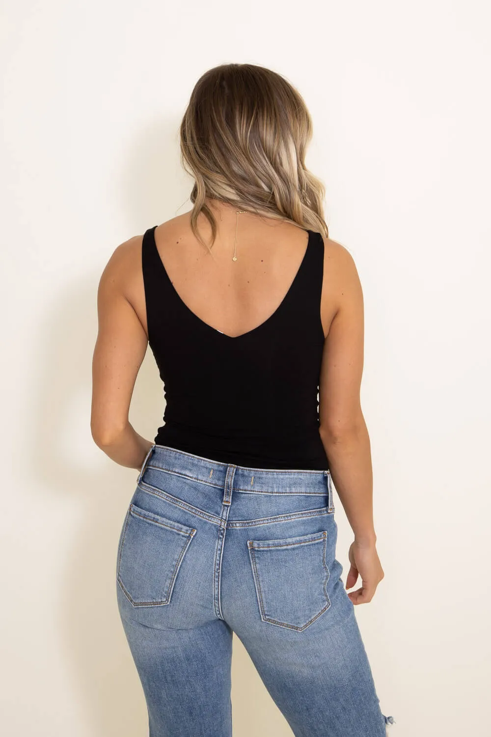 Seamless Double Layer Knit Basic Tank Top for Women in Black | 18363-BLACK sold by Glik’s product image thumbnail 3