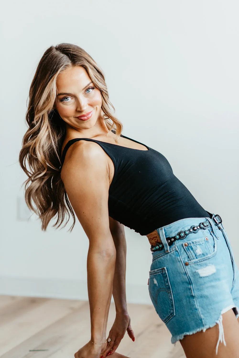 Seamless Double Layer Knit Basic Tank Top for Women in Black | 18363-BLACK sold by Glik’s product image thumbnail 2