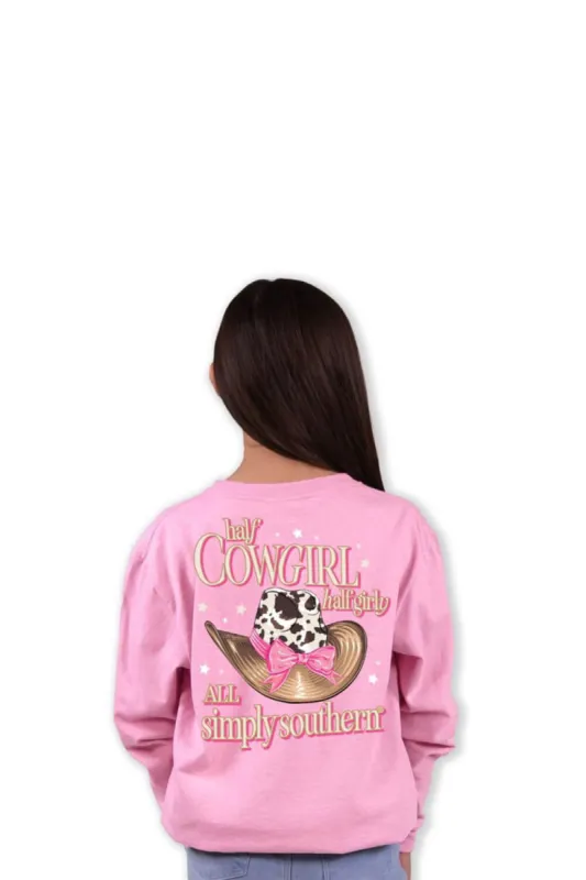 Simply Southern Youth Long Sleeve Half Cowgirl Half Girly for Girls in Candy | YTH-LS-GIRLY-CANDY sold by Glik’s