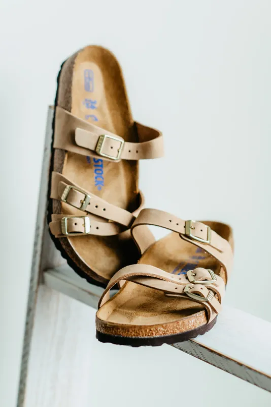 Birkenstock Franca Soft Footbed Nubuck Leather Sandals for Women in Sandcastle | 1022956 sold by Glik’s