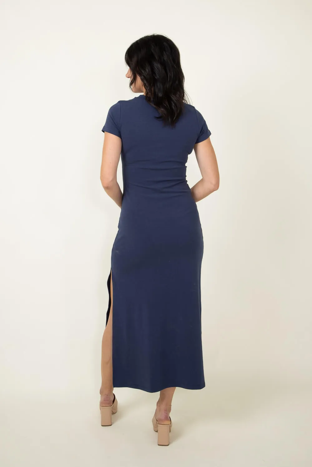 Midi Knit Dress for Women in Navy | MD4048-NAVY sold by Glik’s product image thumbnail 2