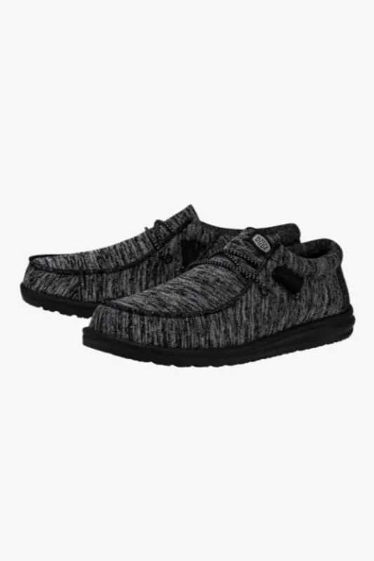 HEYDUDE Men’s Wally Sport Knit Shoes in Black/Black | 40536-060 sold by Glik’s