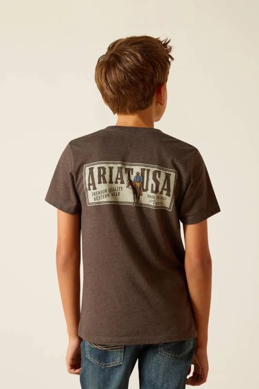 Ariat Youth Rider Label T-Shirt for Boys in Charcoal Heather | 10051433 sold by Glik’s
