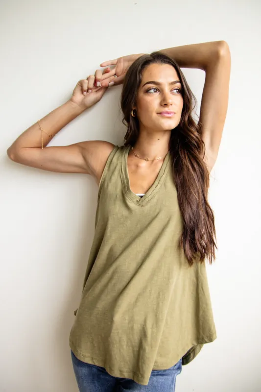 Thread & Supply Manning Tank Top for Women in Olive Green | T1510CPRTS-OLIVEGROVE made by Thread & Supply