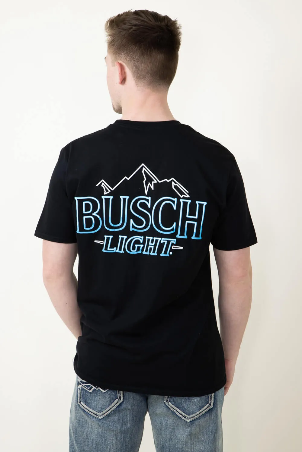 Busch Light Neon Logo T-Shirt for Men in Black | 3347-BLACK sold by Glik’s product image thumbnail 4