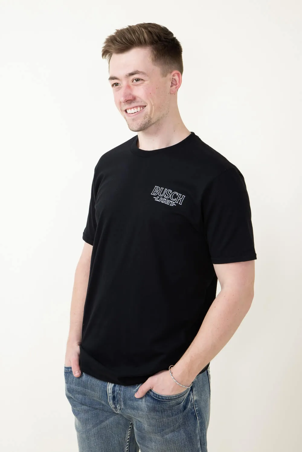 Busch Light Neon Logo T-Shirt for Men in Black | 3347-BLACK sold by Glik’s product image thumbnail 5