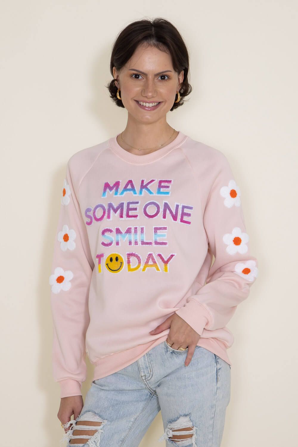 Simply Southern Smile Today Sweatshirt for Women in Pink | PP-0223-SPARKLE-CREW-SMILE sold by Glik’s product image thumbnail 5