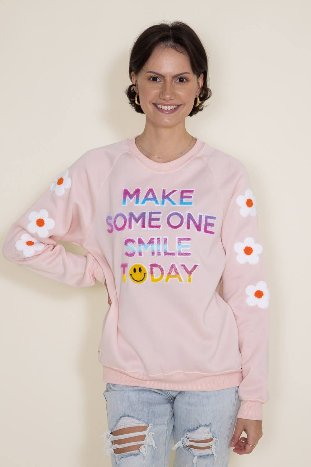 Simply Southern Smile Today Sweatshirt for Women in Pink | PP-0223-SPARKLE-CREW-SMILE sold by Glik’s product image thumbnail 2