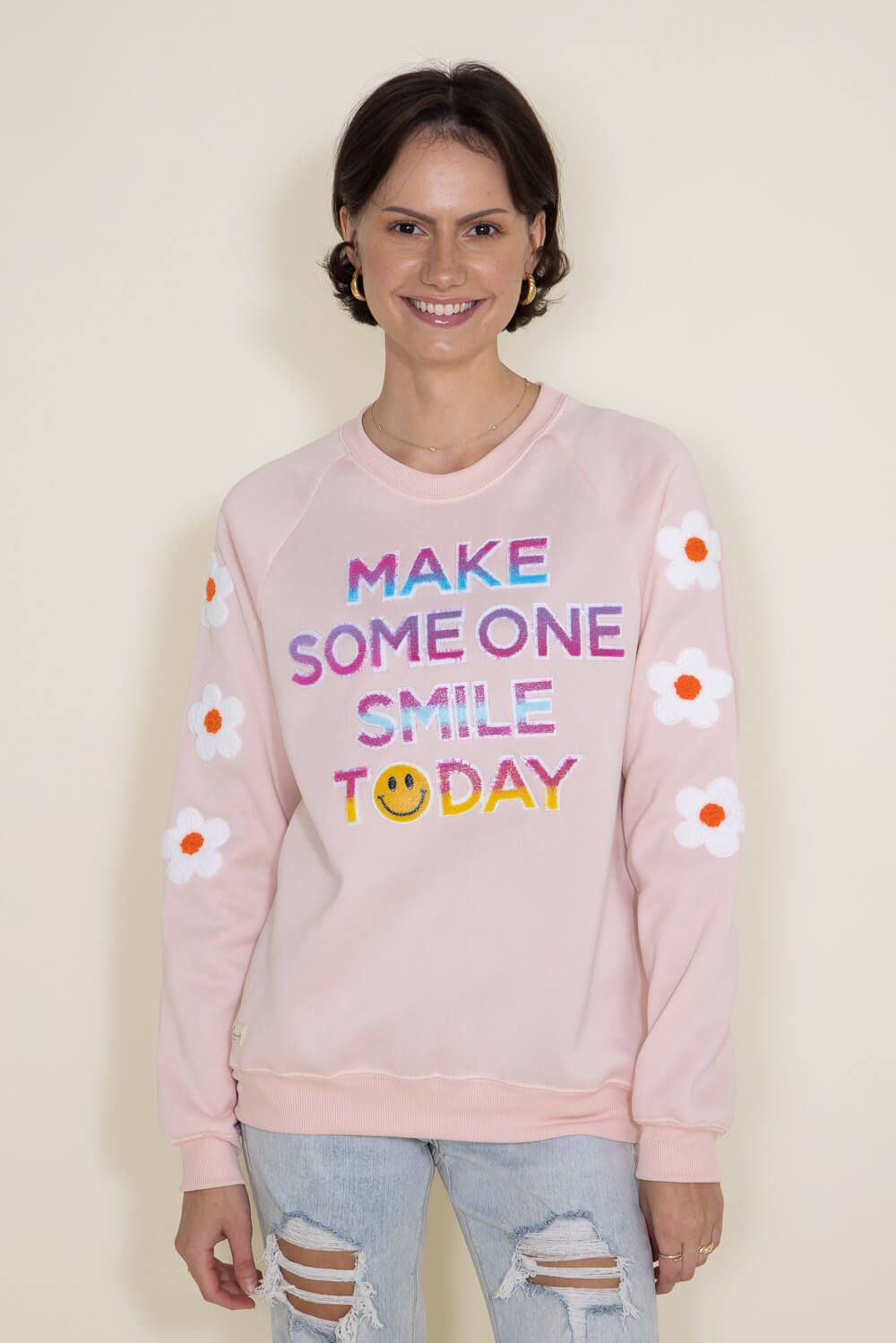 Simply Southern Smile Today Sweatshirt for Women in Pink | PP-0223-SPARKLE-CREW-SMILE sold by Glik’s product image thumbnail 4