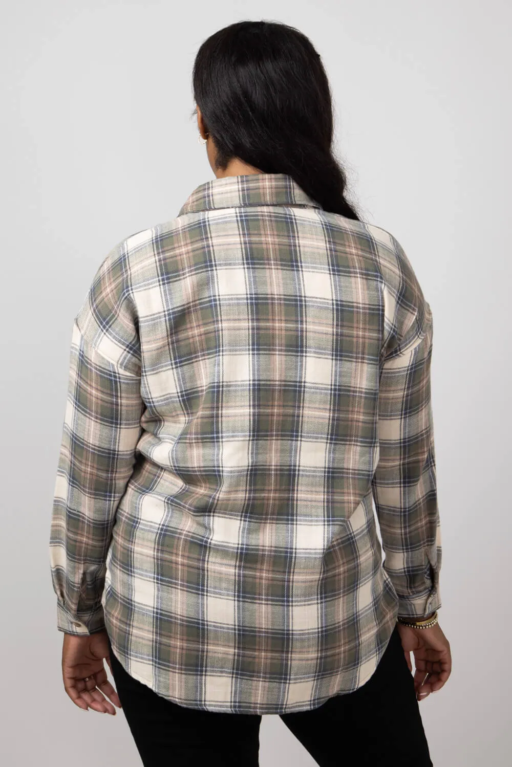 Plaid Woven Top for Women in Olive | 19336J-OLIVE sold by Glik’s product image thumbnail 2