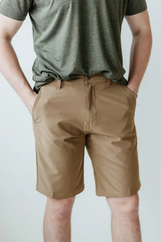 1897 Original Premier Slub Hybrid Shorts for Men in Khaki | XM9820-GL-KHAKI sold by Glik’s
