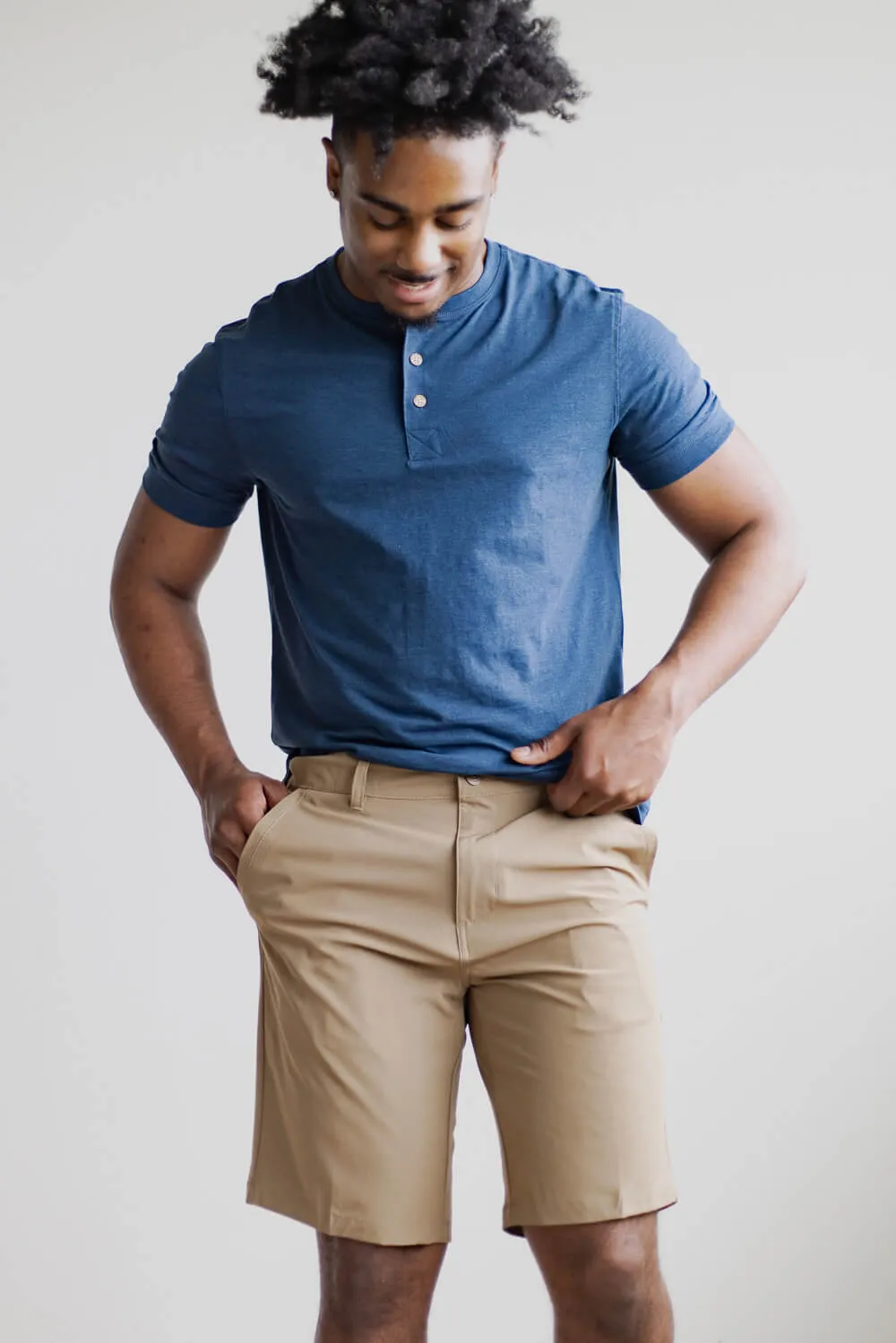 1897 Original Premier Slub Hybrid Shorts for Men in Khaki | XM9820-GL-KHAKI sold by Glik’s product image thumbnail 3