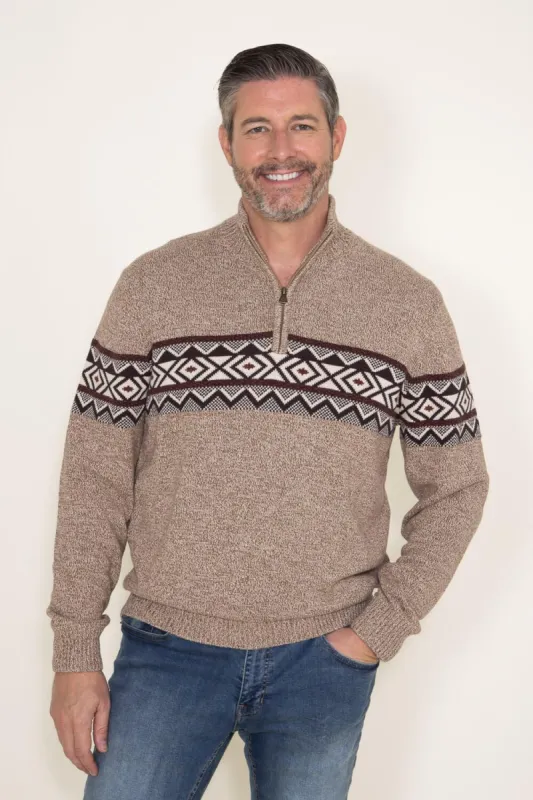 Weatherproof Vintage Southwest Quarter Zip Sweater for Men in Brown | F2340416GK-TRICOLORUMBER sold by Glik’s