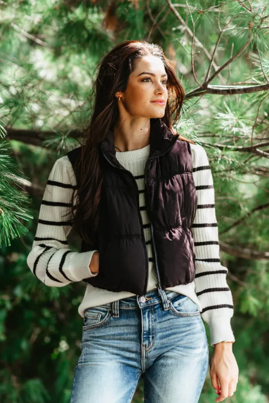 Love Tree Cropped Puffer Vest for Women in Black | 5090VH-BLACK sold by Glik’s