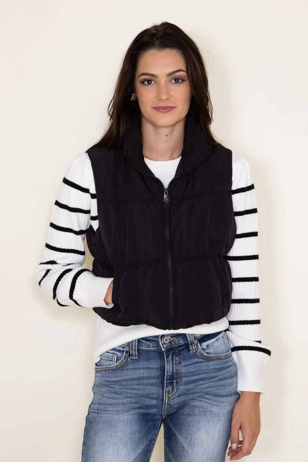 Love Tree Cropped Puffer Vest for Women in Black | 5090VH-BLACK sold by Glik’s product image thumbnail 5