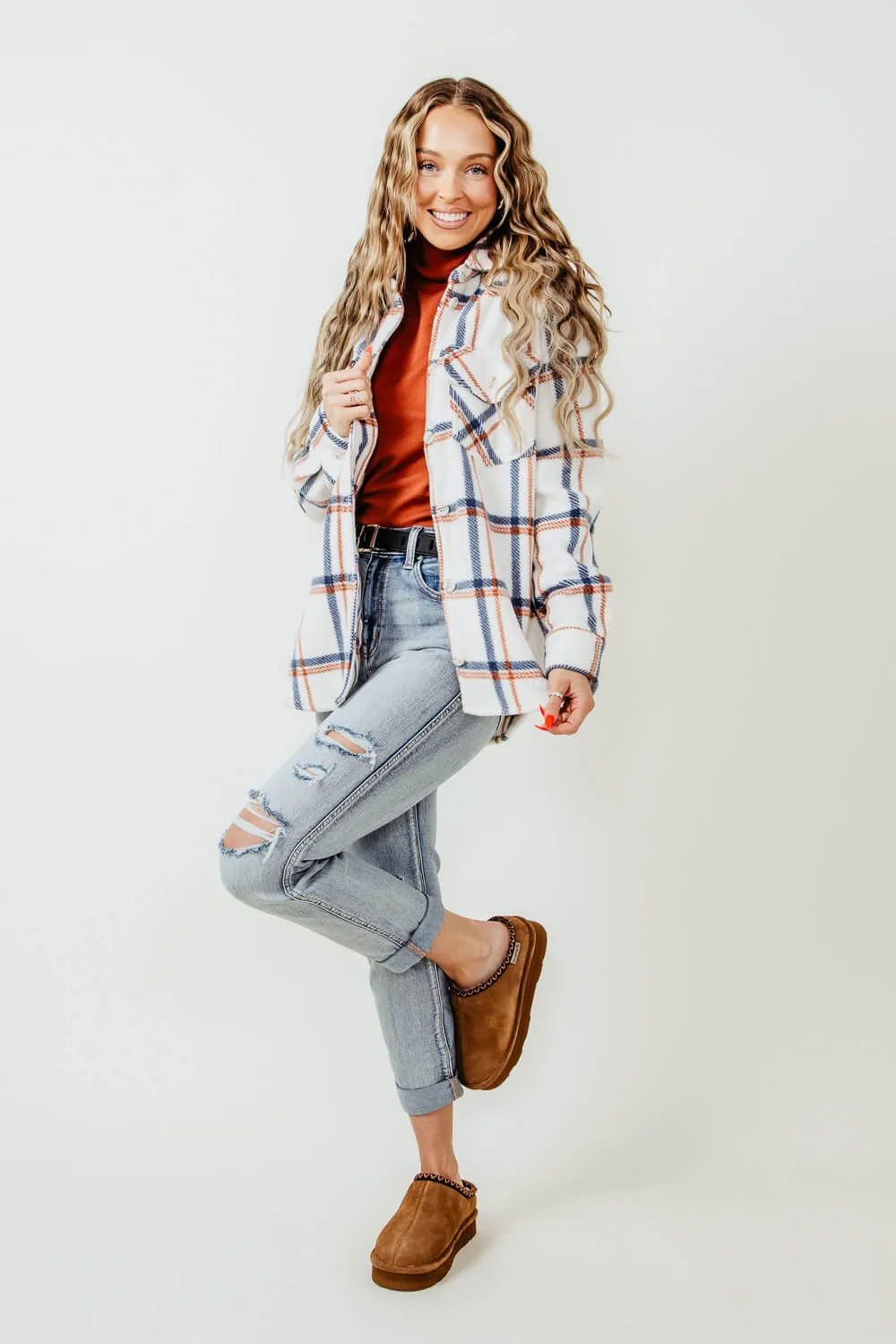 Thread & Supply Tullis Shacket for Women in Ivory | J7711PFKTS-IVORY SHADOW MERLOT sold by Glik’s