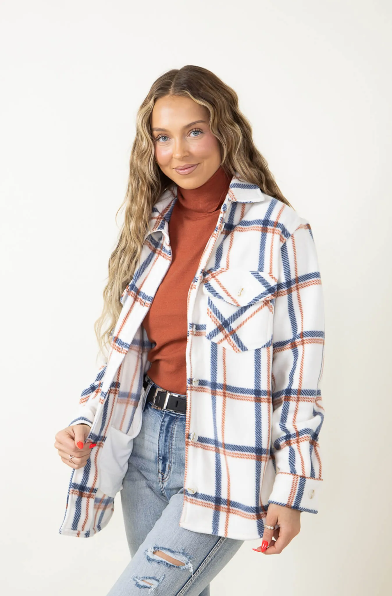 Thread & Supply Tullis Shacket for Women in Ivory | J7711PFKTS-IVORY SHADOW MERLOT sold by Glik’s product image thumbnail 4