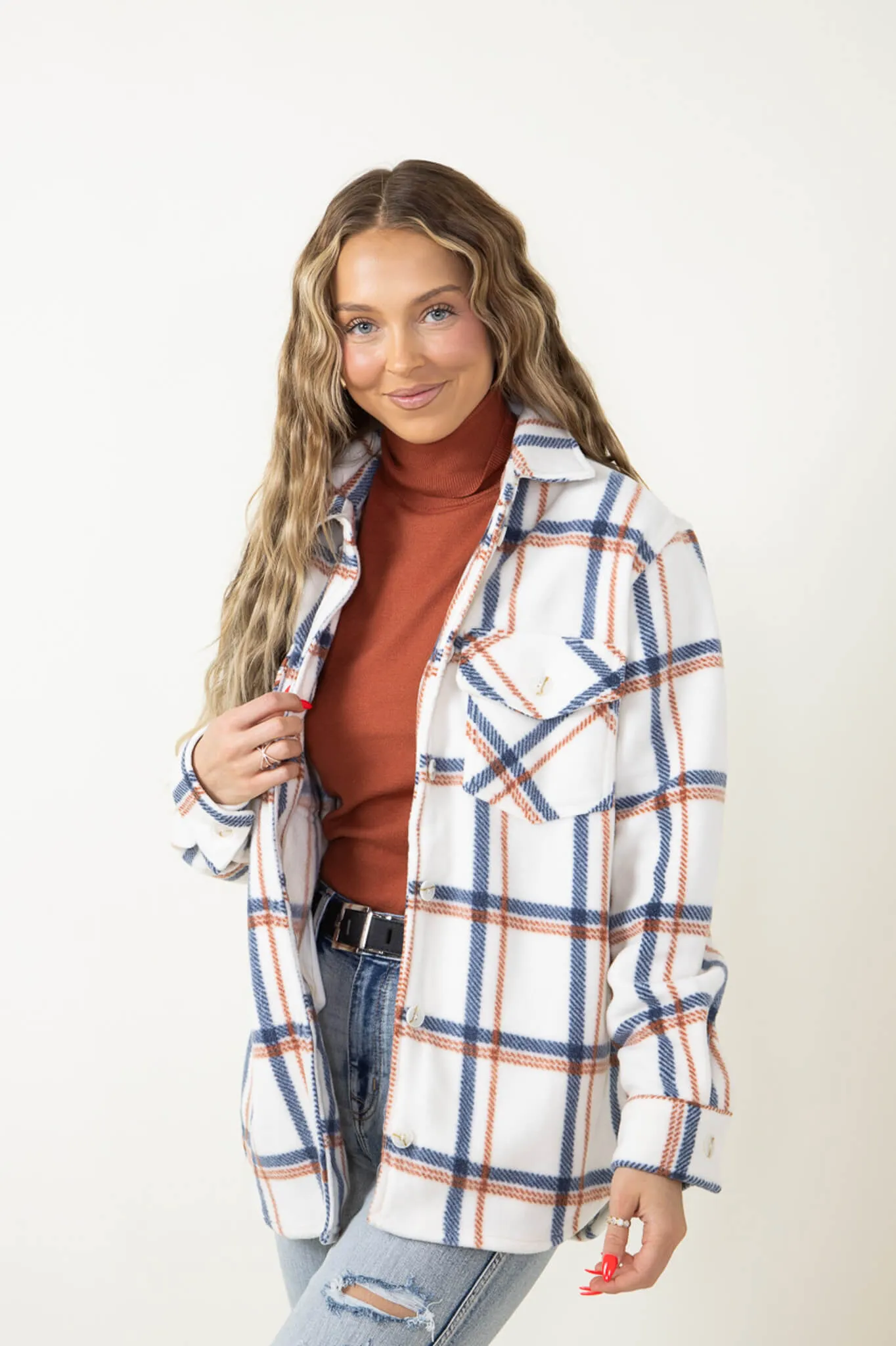 Thread & Supply Tullis Shacket for Women in Ivory | J7711PFKTS-IVORY SHADOW MERLOT sold by Glik’s product image thumbnail 3