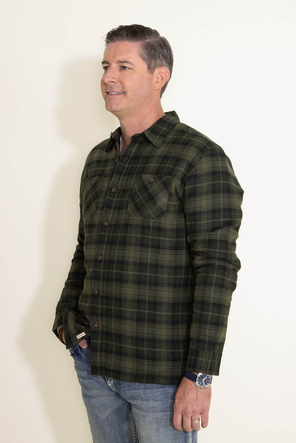 Weatherproof Vintage Sherpa Lined Shirt Jacket for Men in Green | F235441GK-BOTTLEGREEN sold by Glik’s product image thumbnail 4