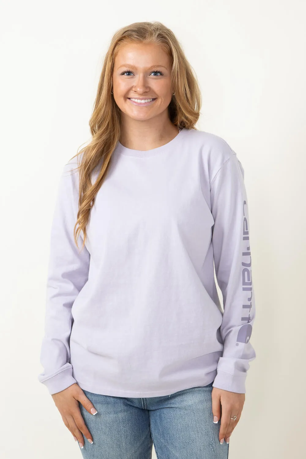 Carhartt Loose Fit Heavyweight Long Sleeve Logo Graphic T-Shirt for Women in Lilac | 103401-V62 sold by Glik’s product image thumbnail 3
