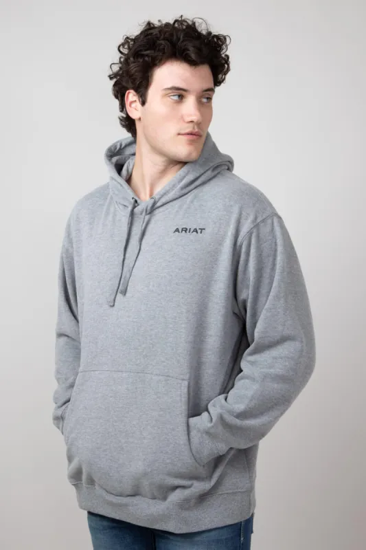Ariat Bold Hexagon Logo Hoodie for Men in Grey Heather | 10052005-GRY sold by Glik’s