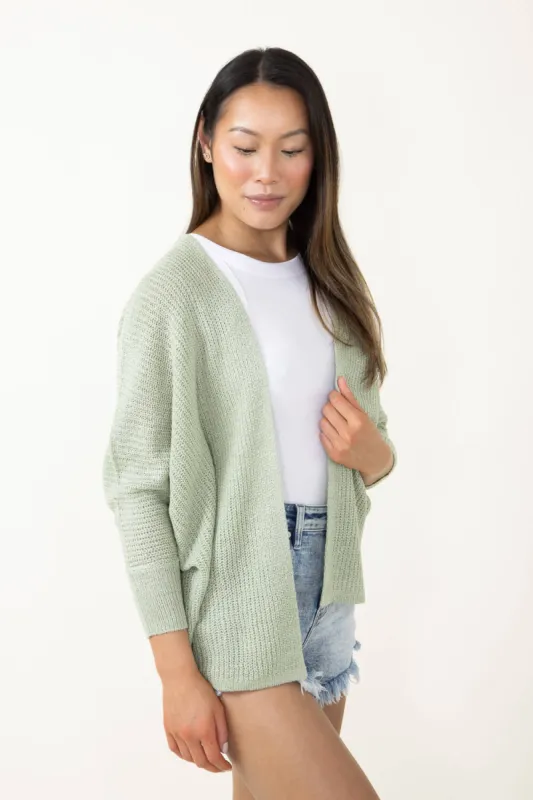 Shaker Stitch Cardigan for Women in Green | 61865-SAG sold by Glik’s