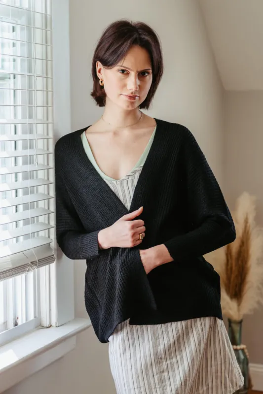 Shaker Stitch Cardigan for Women in Black | 61865-BLK sold by Glik’s