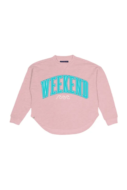 Simply Southern Plus Size Weekend Boxy Crewneck Pullover for Women in Pink | EXT-BOXY-PULL-WEEKEND-ROSY sold by Glik’s