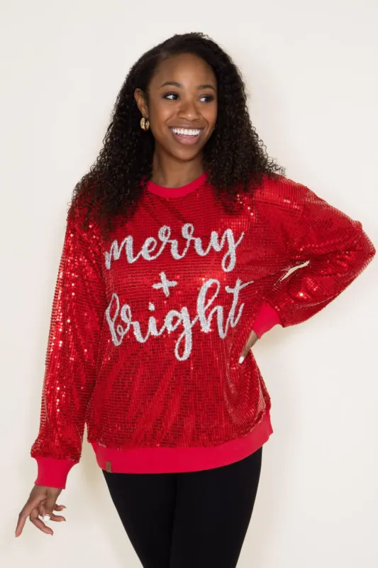 Simply Southern Sequin Merry & Bright Sweater for Women in Red | PP-0223-SEQUIN-SWTR-MERRY sold by Glik’s