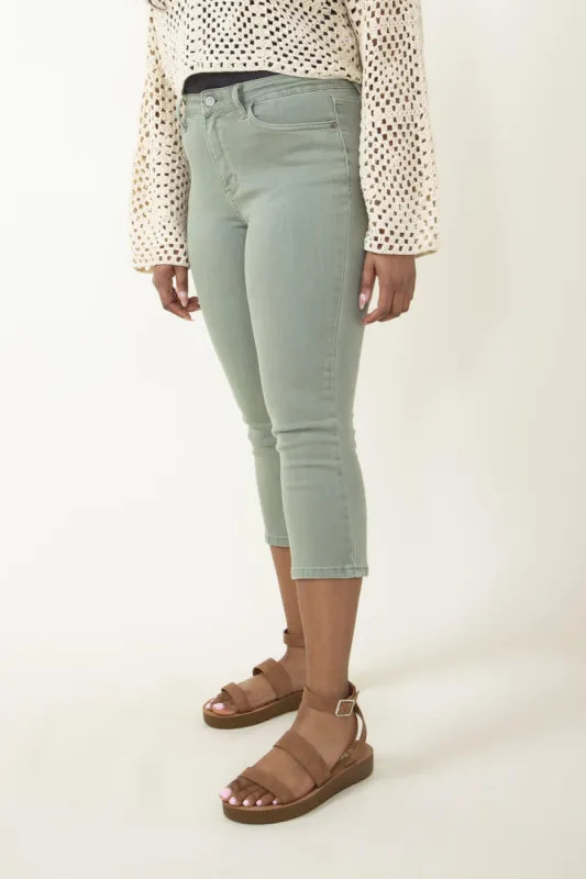 Judy Blue Mid Rise Capri Jeans for Women in Sage | 78113REG sold by Glik’s