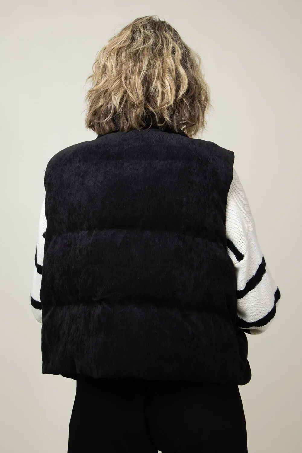 Corduroy Puffer Vest for Women in Black | H14995A-BLK sold by Glik’s product image thumbnail 3