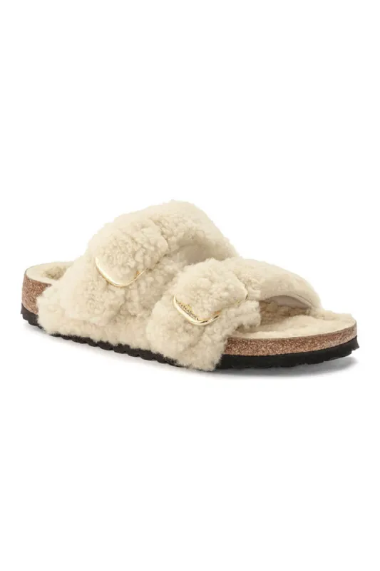 Birkenstock Arizona Big Buckle Shearling Teddy Sandals for Women in Eggshell | 1023130 sold by Glik’s