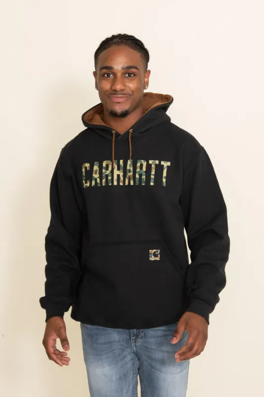 Carhartt Midweight Camo Logo Graphic Hoodie for Men in Black | 105486-BLK BLACK sold by Glik’s