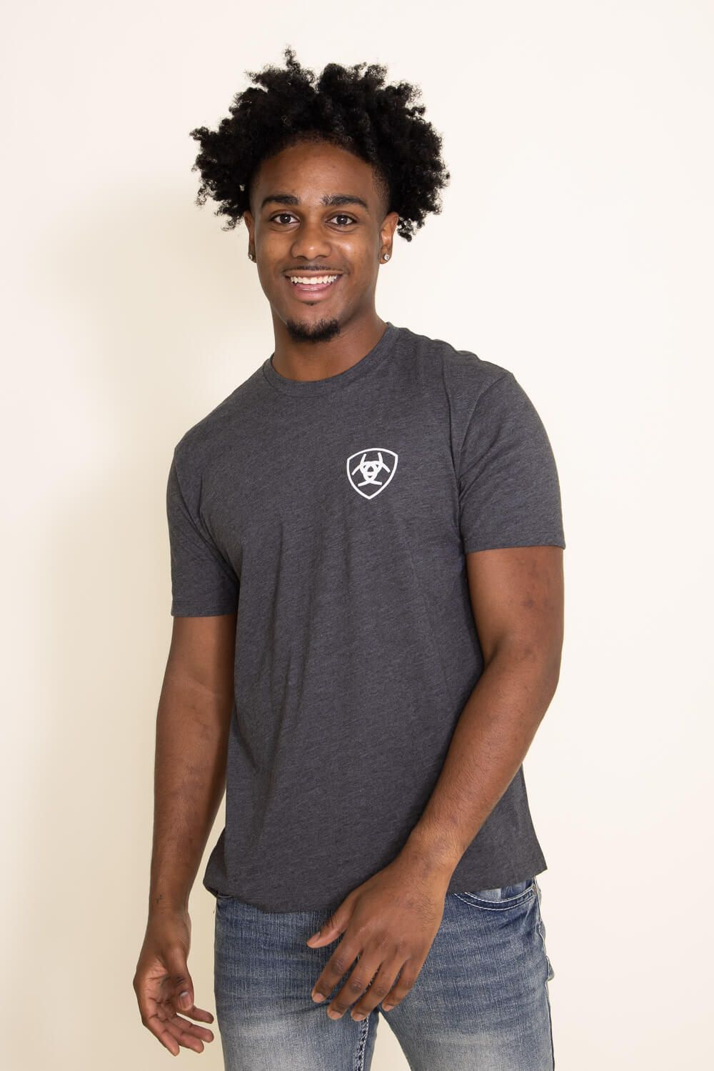 Ariat Woodgrain Shield T-Shirt for Men in Grey | 10042649-CHARCOAL sold by Glik’s product image thumbnail 2
