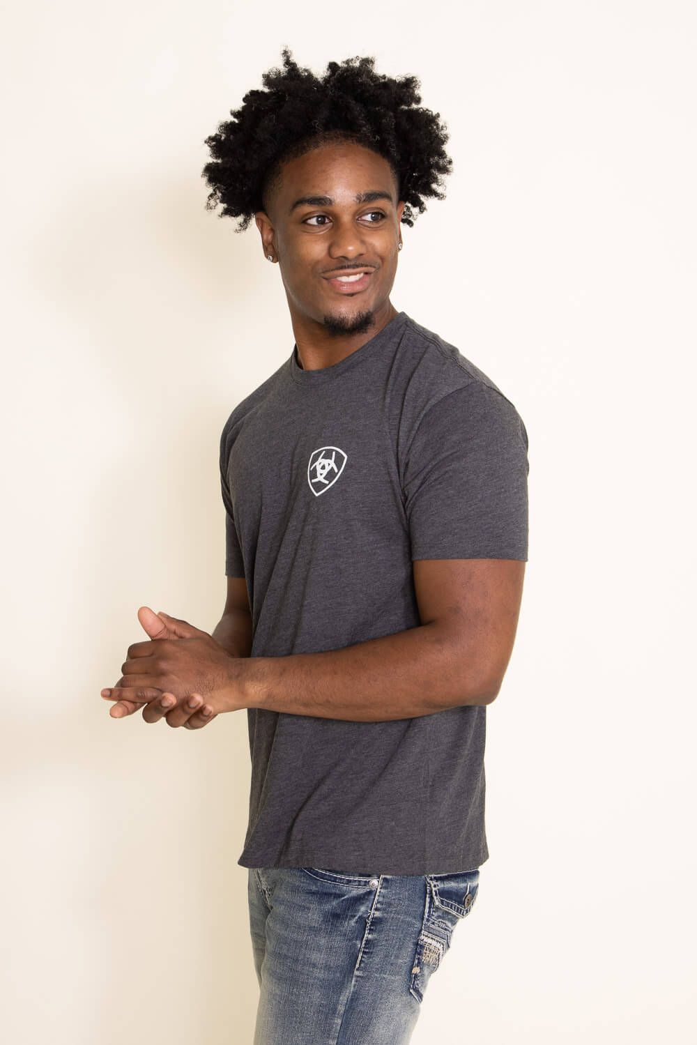 Ariat Woodgrain Shield T-Shirt for Men in Grey | 10042649-CHARCOAL sold by Glik’s product image thumbnail 3