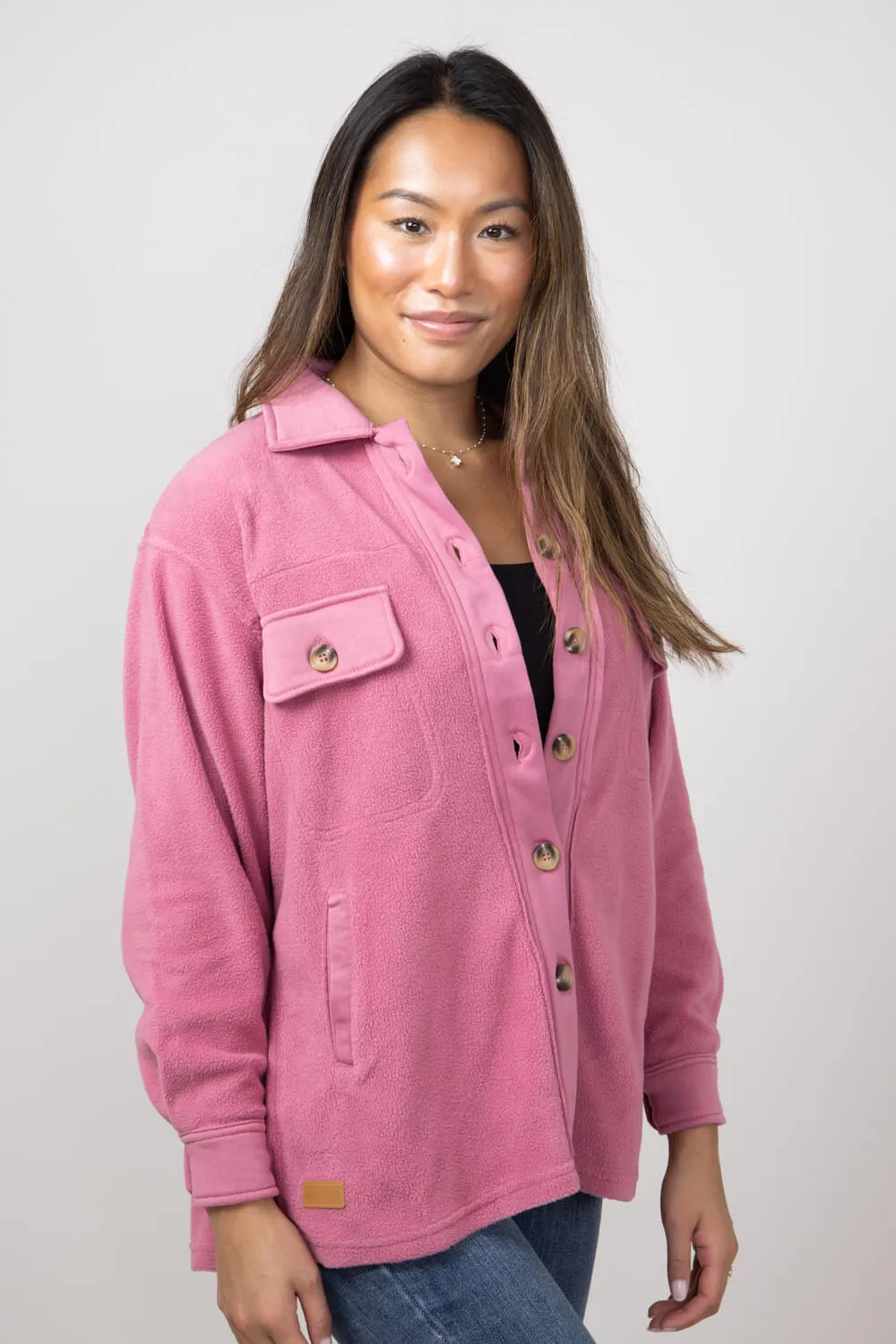 Simply Southern Solid Fleece Shacket for Women in Mauve | PP-0224-SHKT-FLC-MAUVE sold by Glik’s product image thumbnail 3