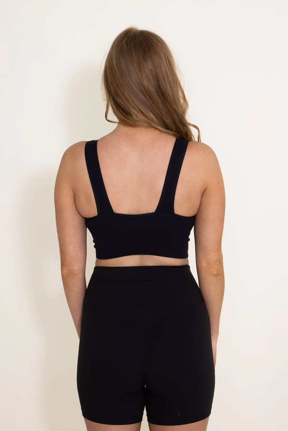 Ribbed V-Plunge Padded Sports Bra for Women in Black | 342-BLACK sold by Glik’s product image thumbnail 2