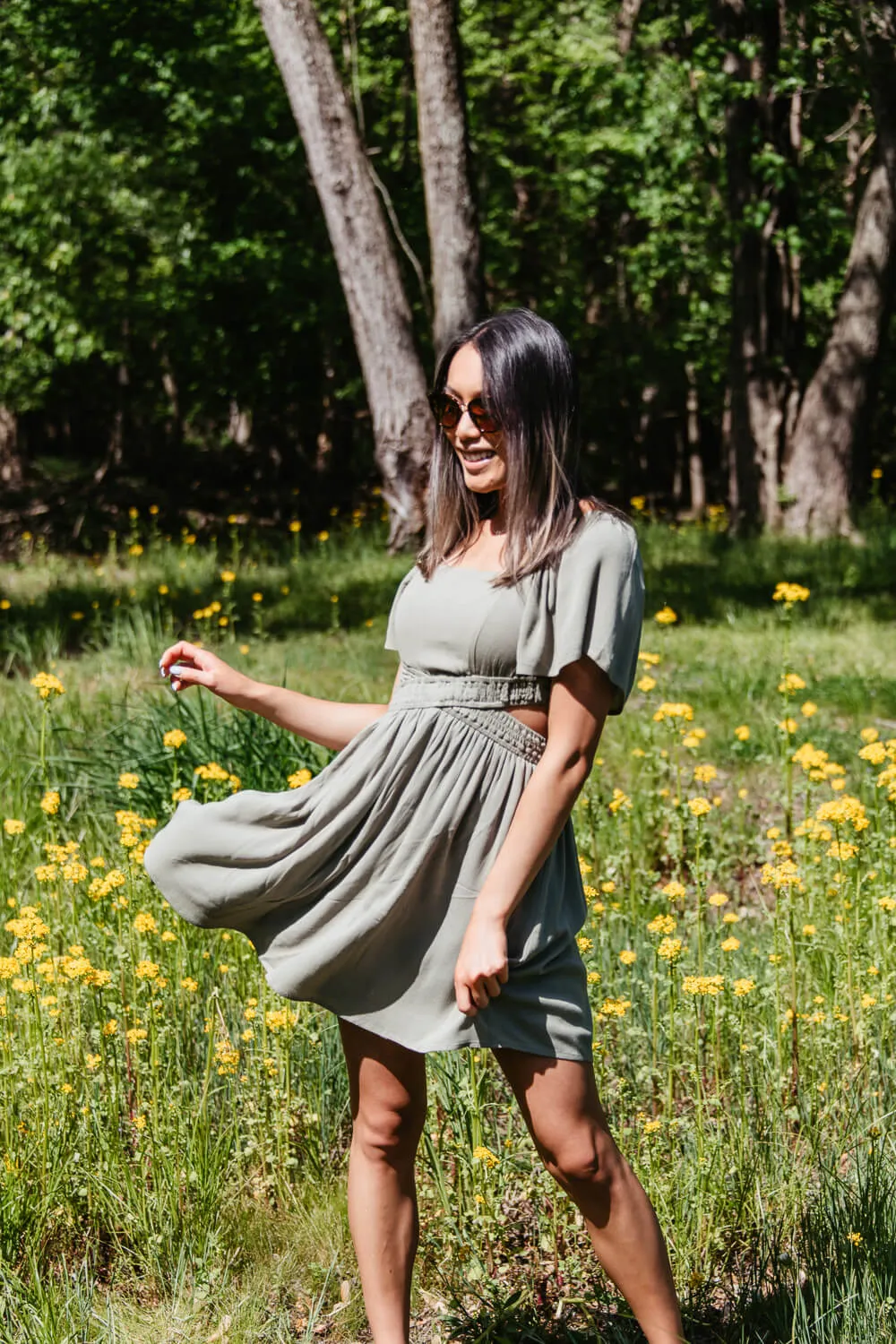 Cutout Short Sleeve Dress for Women in Green | FD1014-JADE sold by Glik’s product image thumbnail 2