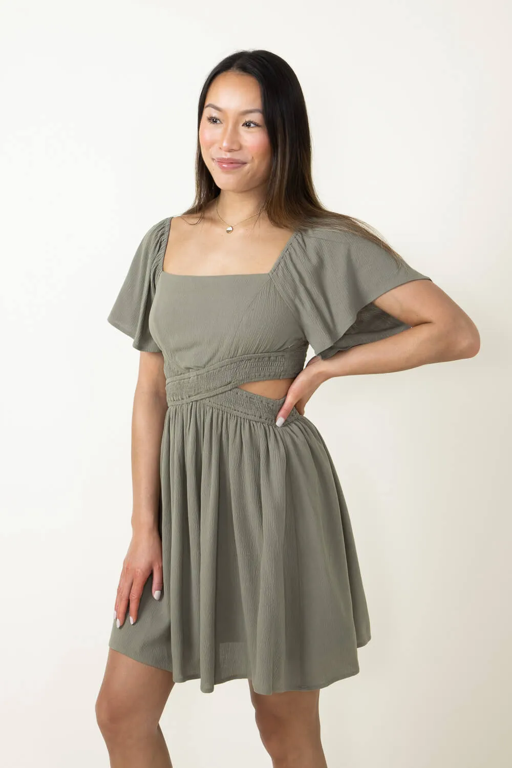 Cutout Short Sleeve Dress for Women in Green | FD1014-JADE sold by Glik’s product image thumbnail 5