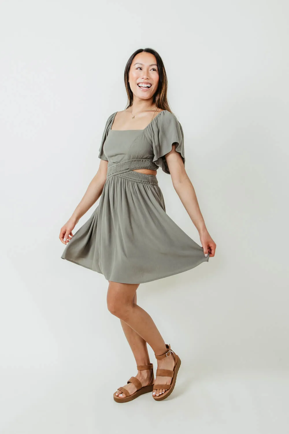 Cutout Short Sleeve Dress for Women in Green | FD1014-JADE sold by Glik’s product image thumbnail 4