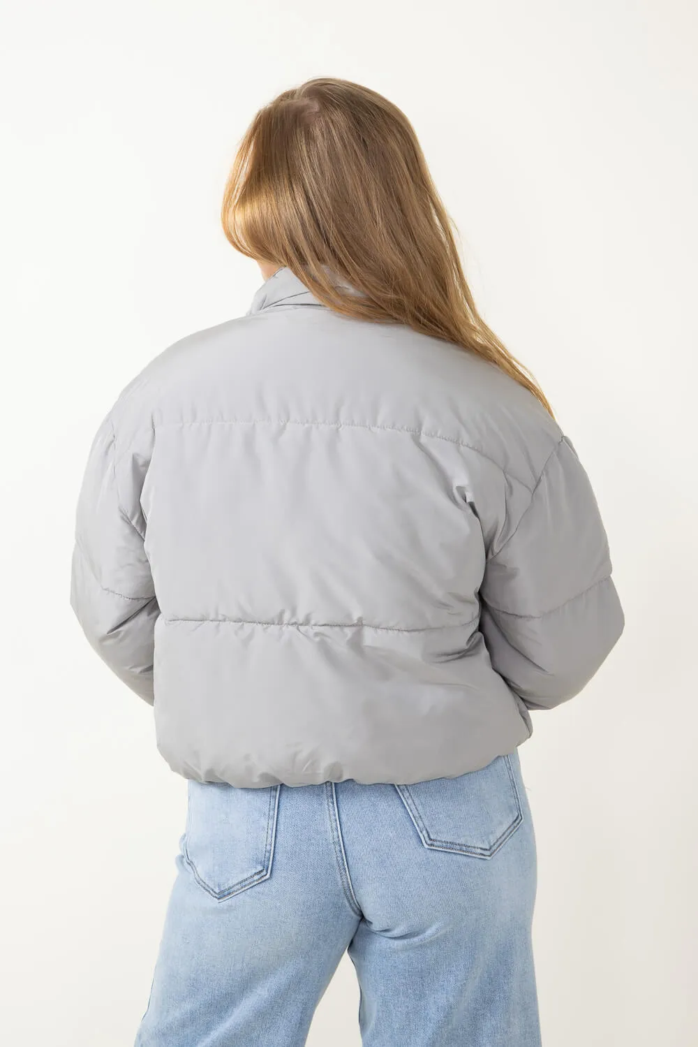 Love Tree Waist Length Puffer Jacket for Women in Grey | 80192JH-GREY sold by Glik’s product image thumbnail 3