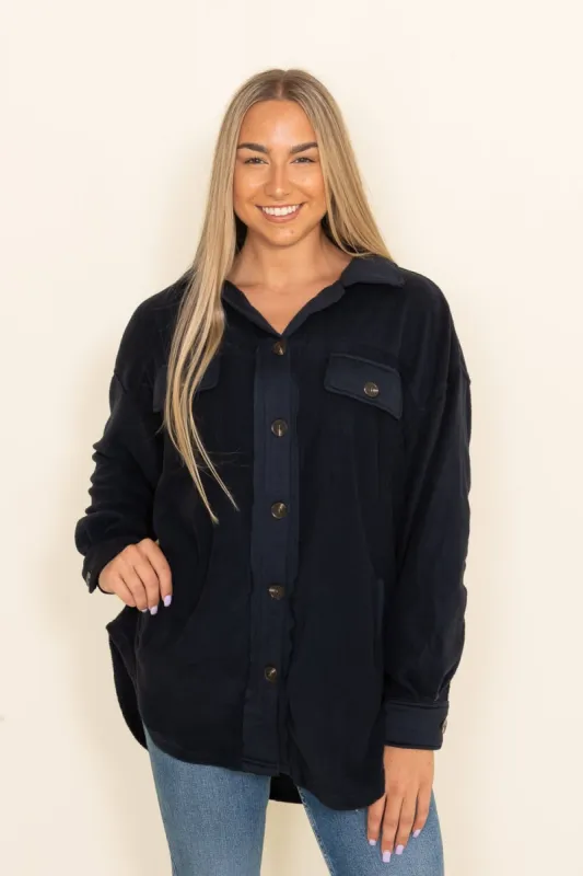 La Miel Sunset Fleece Shacket for Women in Dark Teal | JKT1712-DARKTEAL sold by Glik’s