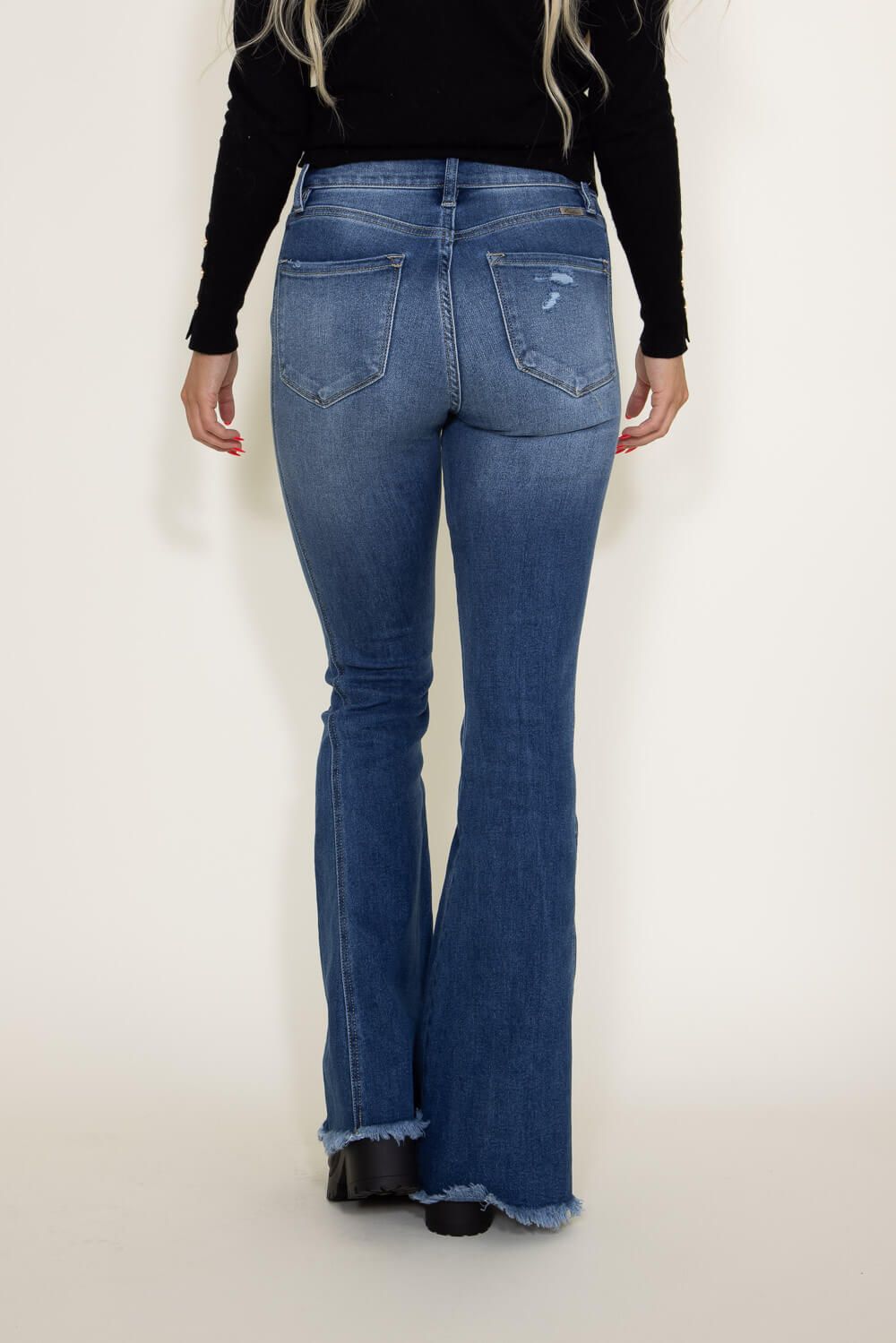 KanCan High-Rise Curvy Fray Hem Flare Jeans for Women | KC70009M sold by Glik’s product image thumbnail 4