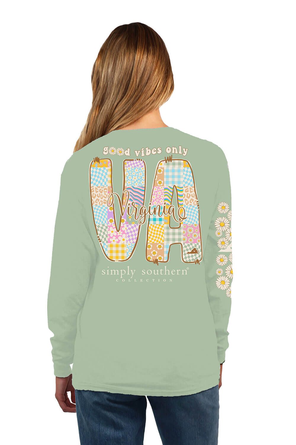 Simply Southern Long Sleeve Virginia T-Shirt for Women in Sage | LS-STATE-VA-SAGE sold by Glik’s